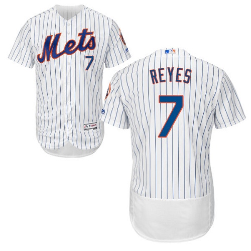 Mets #7 Jose Reyes White(Blue Strip) Flexbase Authentic Collection Stitched MLB Jersey - Click Image to Close